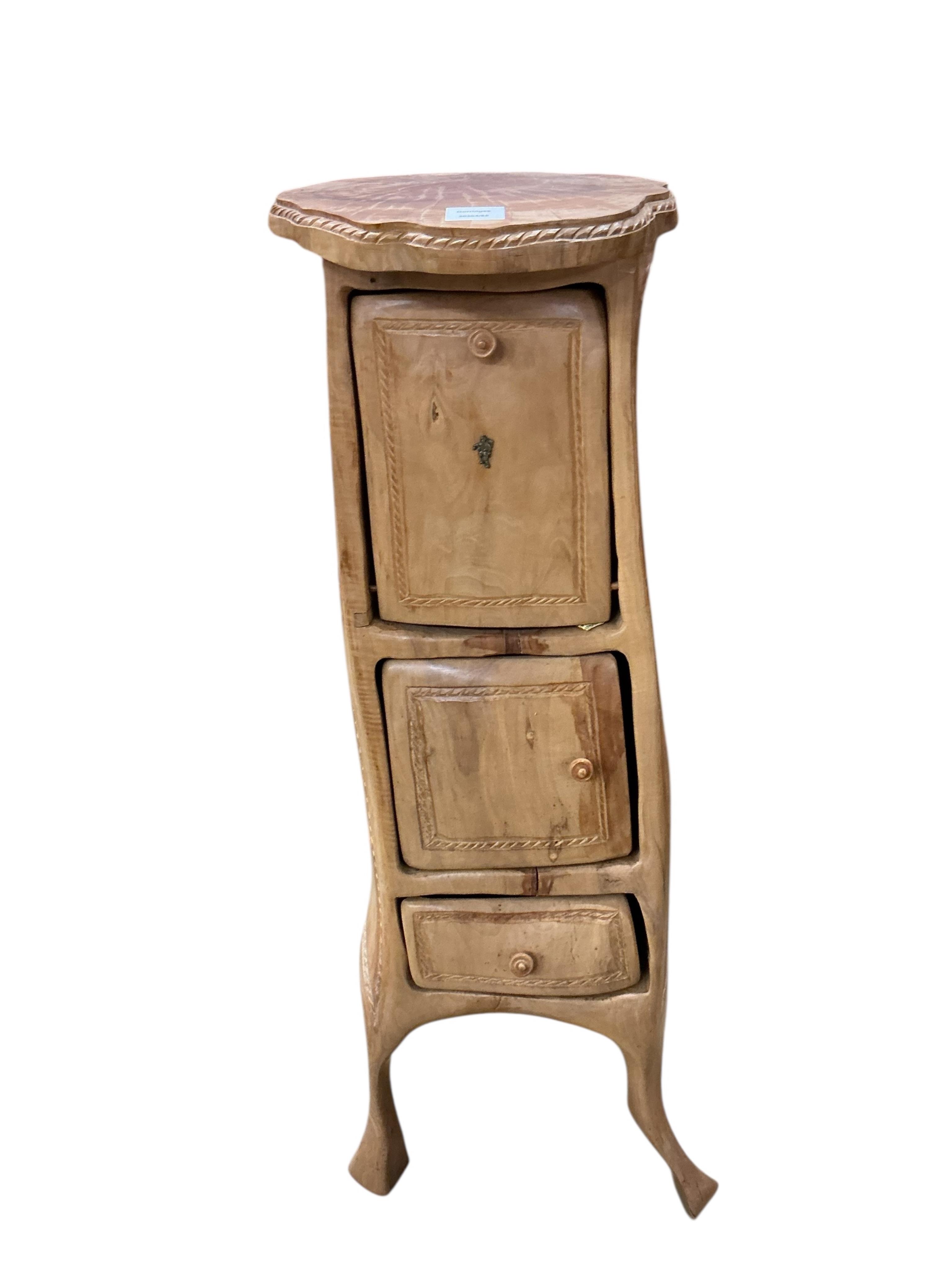 Pierre Decorse (b.1953), a three-drawer naturalistically modelled side cabinet, width 32cm, height 92cm